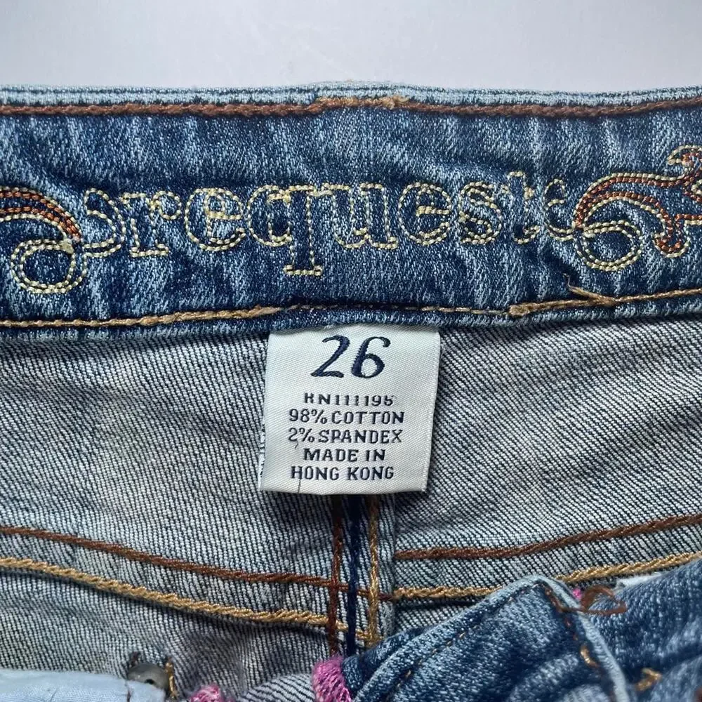 Y2K Low Rise Flare Embroidered Jeans 26 XS